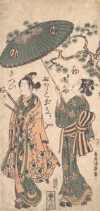 A színész Arashi Otohachi fiatal szamurájként a női ruhákban, kb. 1756.