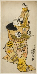 I. Sawamura Sojuro színész Usami no Saburo szerepében a Yukun Yoroi Soga című darabban, amelyet a Nakamura Színházban mutattak be 1736 első hónapjában. alkotó: Torii Kiyomasu II
