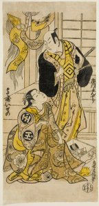 A színészek Ichikawa Danjuro II és Sodesaki Iseno I alkotó: Torii Kiyomasu II