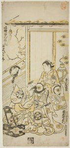 I. Tamazawa Saijiro színészek Oiso no Tora szerepében és Ichimura Uzaemon VIII Soga no Juro szerepében a "Haru wa Akebono Kuruwa Soga" című darabban, amelyet az Ichimura Színházban mutattak be 1743 első hónapjában. alkotó: Torii Kiyomasu II