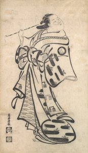 Egy oiran áll, egy pipa a jobb kezében, és hátrafordul a válla fölött..., kb. 1705.