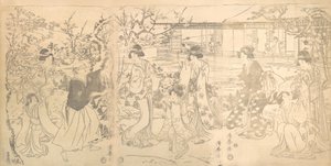 Jelenet a 47 hűséges kiskereskedő Chushingura Vendetta-jából, kb. 1820. alkotó: Torii Kiyomine