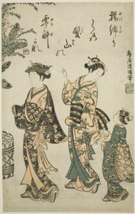 Séta az újév napján alkotó: Torii Kiyomitsu I