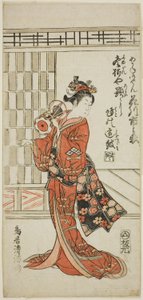 Hanagawa Ichinojo színész mint Akane Gozen az "Okunizome Shusse Butai" című darabban, amelyet az Ichimura Színházban adtak elő 1759 tizenegyedik hónapjában. alkotó: Torii Kiyomitsu I