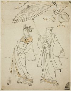 A színészek Ichikawa Komazo I (L) és Nakamura Matsue I (R) alkotó: Torii Kiyomitsu I