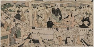 Csónakázó parti a Sumida folyón alkotó: Torii Kiyonaga