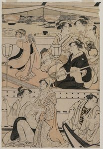 Csónakázó parti a Sumida folyón, 1789. alkotó: Torii Kiyonaga
