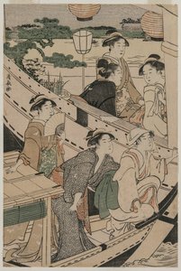 Csónakázó parti a Sumida folyón, 1789. alkotó: Torii Kiyonaga