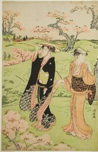 Cseresznyevirág megtekintése az Asuka-hegyen alkotó: Torii Kiyonaga