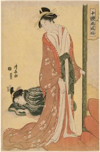 A lefekvés udvarhölgye a "Tízféle szépség a képekben (Jittai e-fuzoku)" sorozatból alkotó: Torii Kiyonaga