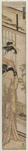 Kutyát tartó udvarhölgy a Népszerű előadások sorozatból, 1783. alkotó: Torii Kiyonaga