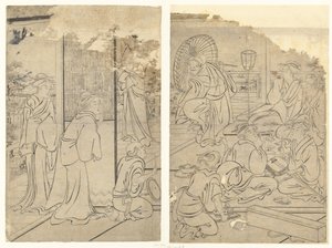 Lakom a Komeikan Teaházban alkotó: Torii Kiyonaga