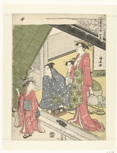 Az új Yoshiwara Shin Yoshiwara (cím a tárgyon) Tíz nyári jelenet a keleti fővárosban (sorozat címe) Azuma natsu jukkei (sorozat címe az objektumon) alkotó: Torii Kiyonaga
