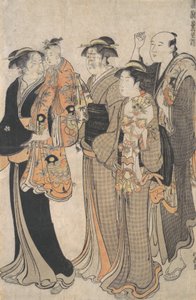 Anya, aki a kislányát viszi a Miya Mairihoz, kb. 1784. alkotó: Torii Kiyonaga