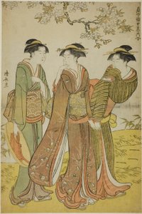 Tavaszi kiruccanás, a "A Pleasure Quarters kortárs szépségeinek gyűjteménye (Tosei yuri bijin awase)" sorozatból alkotó: Torii Kiyonaga