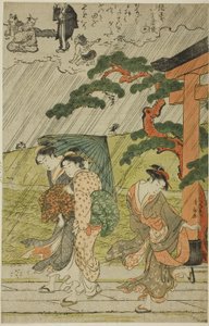 Hirtelen zápor a Mimeguri szentélyben alkotó: Torii Kiyonaga