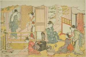 Az újév első fürdője (Yudono hajime), "A hármas hajnal színei (Saishiki mitsu no asa)" című illusztrált könyvből alkotó: Torii Kiyonaga