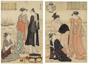 A hatodik hónap, az esti hűvös élvezet a teaházban, a Tizenkét hónap a déli negyedben (Minami jūni kō) sorozatból alkotó: Torii Kiyonaga