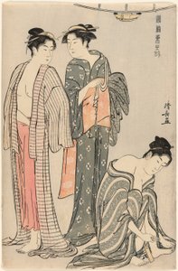 Három nő fürdés után, az "A keleti modorok brokátja (Fuzoku Azuma no nishiki)" sorozatból alkotó: Torii Kiyonaga