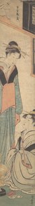 Két lány beszélget a Hibachi tűzfazék közelében, kb. 1785. alkotó: Torii Kiyonaga