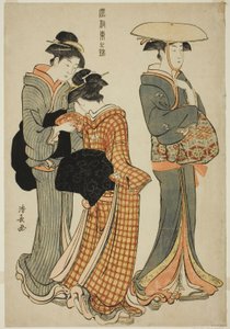 Két nő és egy szobalány, az "A keleti modorok brokátja (Fuzoku Azuma no nishiki)" sorozatból alkotó: Torii Kiyonaga