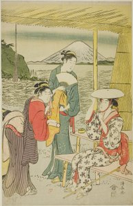 Látogatók Enoshimába alkotó: Torii Kiyonaga