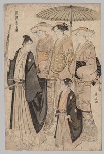 A Yoshiwara nő és a kísérők (a Kelet brokátok a divatban című sorozatból) alkotó: Torii Kiyonaga