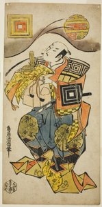 A színész Ichikawa Danjuro II Soga no Juro szerepében a "Hanabusa Bunshin Soga" című darabban, amelyet az Ichimura Színházban mutattak be 1733 első hónapjában (?) alkotó: Torii Kiyonobu II