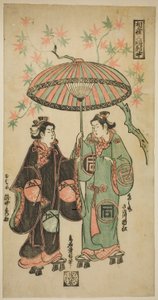 Team Sanogawa Ichimatsu As Kumenosuke és Takinaka Hidematsu As Oume, innen: ” alkotó: Torii Kiyonobu II