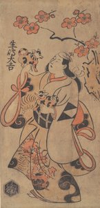 A színész Ikushima Daikichi, mint egy Ume-fa alatt álló nő, kb. 1705.