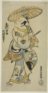 I. Sawamura Sojuro színész Soga no Juro szerepében a "Tsuru Kame Osana Soga" című darabban, amelyet az Ichimura Színházban mutattak be 1721 első hónapjában (?) alkotó: Torii Kiyotomo