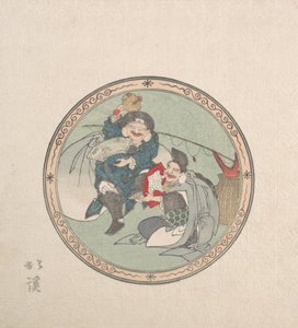 Ebisu és Daikoku, a szerencse hét istene közül kettő, 19. század.