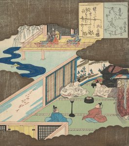 Nemesekkel beszélgető palota belseje, kb. 1820. alkotó: Totoya Hokkei
