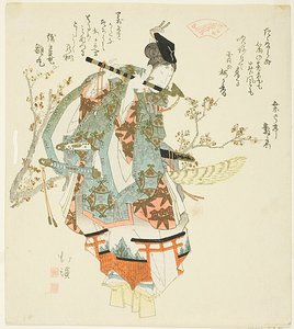 Minamoto no Yoshitsune (Ushiwaka Maru) fuvolán játszik