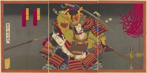 Tea Ac és rs Ichikawa Danji Doctort hagyta, mint Imagawa Yoshimoto Draft Onoe Kikukoro V, mint Mori Shinsuke alkotó: Toyohara Kunichika