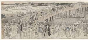 Nézet: Élvezd az esti szellőt a Ryogoku hídnál alkotó: Toyokuni (II) , Utagawa