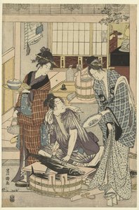 halárus A negyedik hónap, egy triptichon Yongatsu, sanbukutsui (cím a tárgyon) A tizenkét hónap, Toyohiro és Toyokuni (sorozat címe) Toyohiro Toyokuni ryoga juniko (sorozat címe a tárgyon) alkotó: Toyokuni (II) , Utagawa