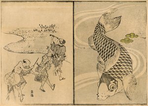 Három férfi és ponty, 1814, 1924. alkotó: Toyota Hokkei