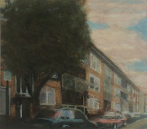 A place to live 4, 2010 (olaj, rétegelt lemez) alkotó: Trevor Burgess