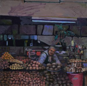 Krumplibódé (Quito, Ecuador), 2015 (olaj, tábla) alkotó: Trevor Burgess