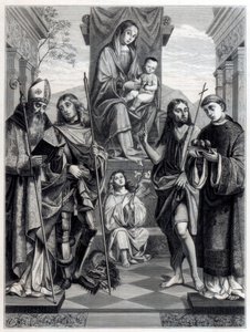Madonna a szentekkel körülvett trónon ül, c1494-1517 1870 alkotó: Trichon