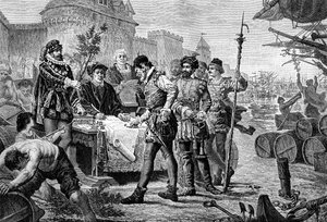 A ciprusfa ősi díjának kifizetése, Bordeaux, Franciaország, 1453 1882-1884 alkotó: Trichon