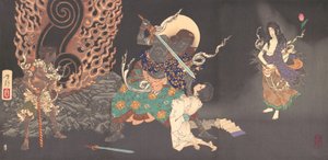 Fudo Myoo Threatening a Novice, 1885. alkotó: Tsukioka Yoshitoshi