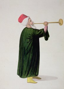 A janicsár katonai zenekar hivatalos trombitása, oszmán korszak, 18. század harmadik negyede (papíron wc) alkotó: Turkish School
