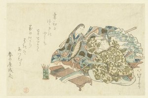 Egy udvaronc versírásra készül alkotó: Uematsu Toshu