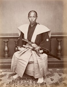 Szamuráj (Harada Kiichi), Nagaszaki, Japán, 1870 körül (albumin nyomat) alkotó: Ueno Hikoma