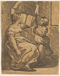 Egy Sybil jobbra néz, kb. 1517-18. alkotó: Ugo da Carpi