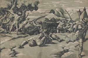 Dávid és Góliát, kb. 1520-27. alkotó: Ugo da Carpi