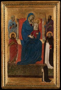 Szűz Mária és gyermeke trónoló Szent Péterrel, Pállal, Keresztelő Szent Jánossal és Domonkosokkal, valamint egy dominikánus könyörgővel.
