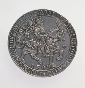 I. Maximilian császár (1493-1519) Kronungsdoppelguildiner (kettős guildener), antwerpeni pénzverde, egy 1509-es érme újrakibocsátása, 1517 (előlap) (ezüst) (a hátoldalt lásd: 168075)